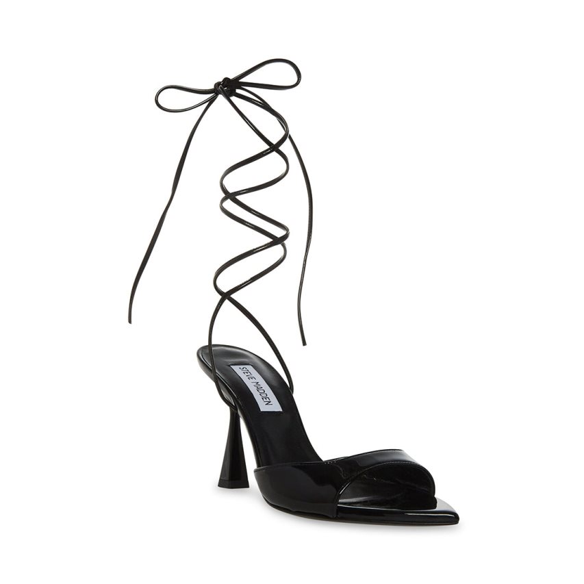 Black Steve Madden Melina Patent Women's Heels Sandals | PH 8274FKP